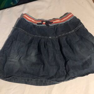 Mini Boden Denim Skirt with Striped Waistband.  Good used condition